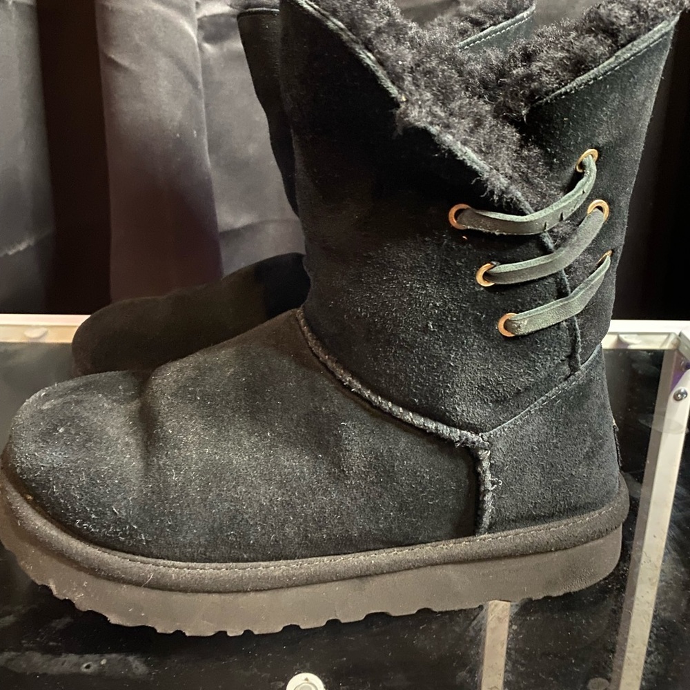 Black UGG fur boots